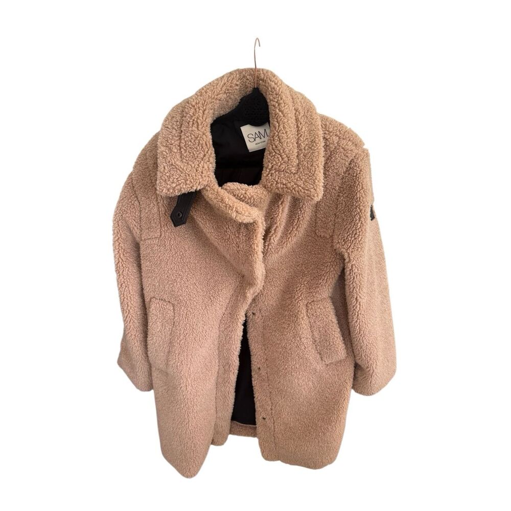 NWOT SAM. New York Womens Camel Tan Sherpa Mid-length Coat Jacket Large
